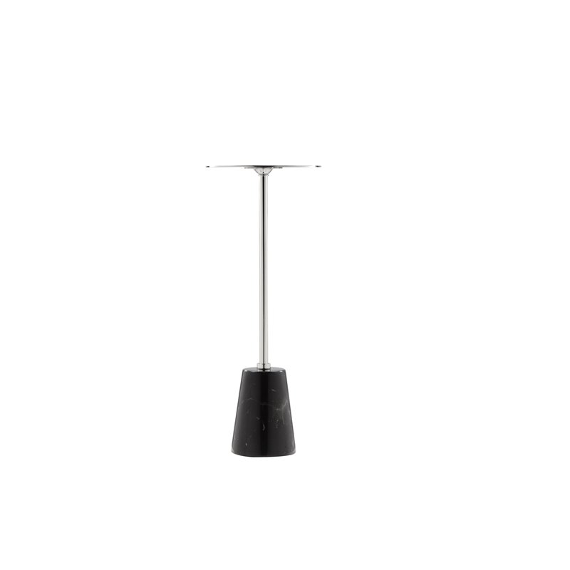 Pangea Home Winston Modern Genuine Marble and Metal Side Table in Black