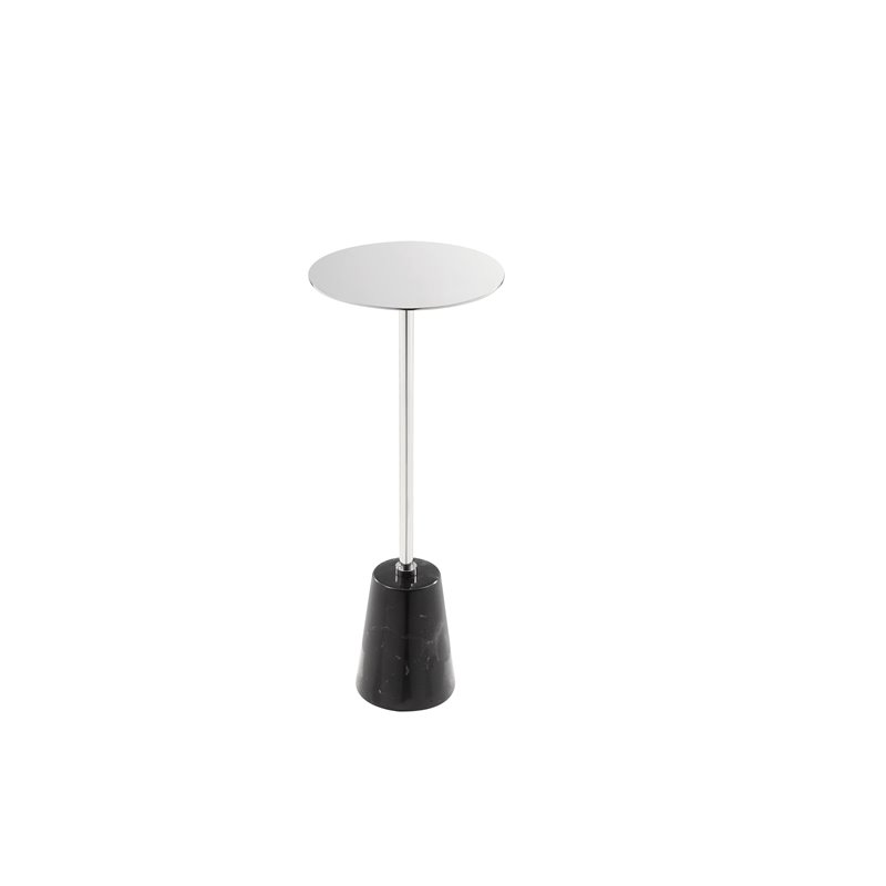 Pangea Home Winston Modern Genuine Marble and Metal Side Table in Black