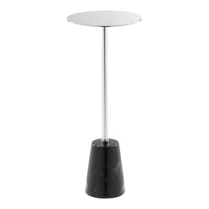 Pangea Home Winston Modern Genuine Marble and Metal Side Table in Black