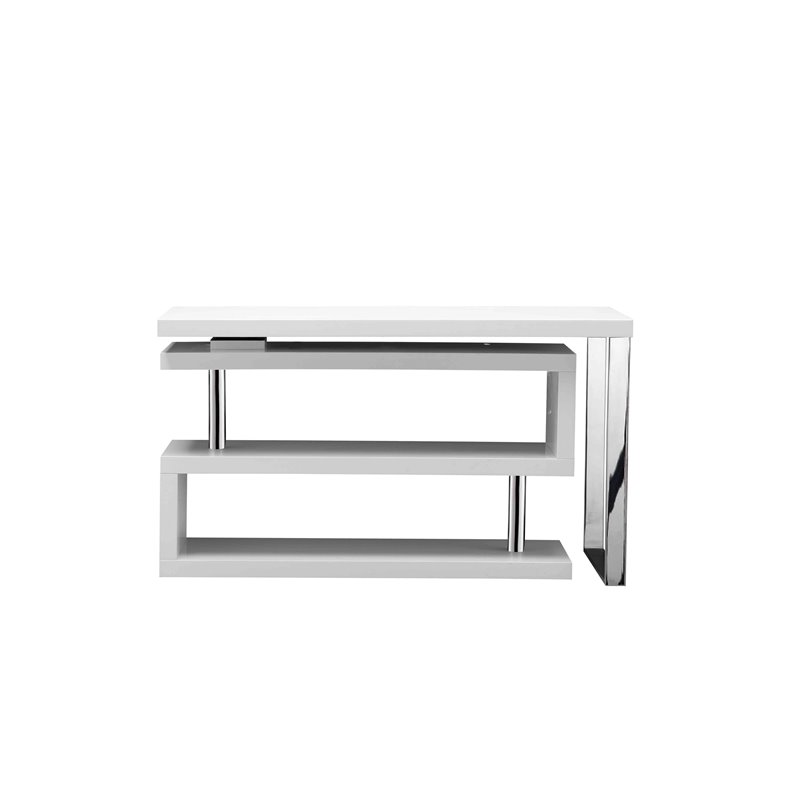 Pangea Home Santoni Multi-Position Lacquer & Steel Metal Desk in White