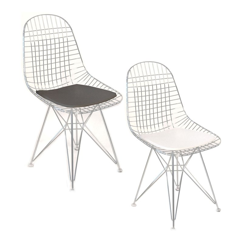 Pangea Home Radar 35" Faux Leather Dining Chair in White/Black (Set of