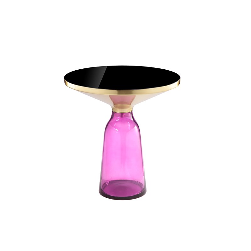 Pangea Home Belinda Modern Glass Side Table in Gold and Purple