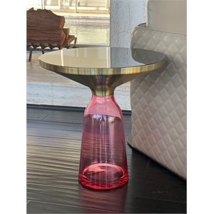 Pangea Home Belinda Modern Glass Side Table in Gold and Purple