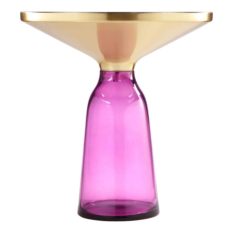 Pangea Home Belinda Modern Glass Side Table in Gold and Purple
