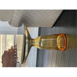 Pangea Home Belinda Modern Glass Side Table in Gold and Yellow