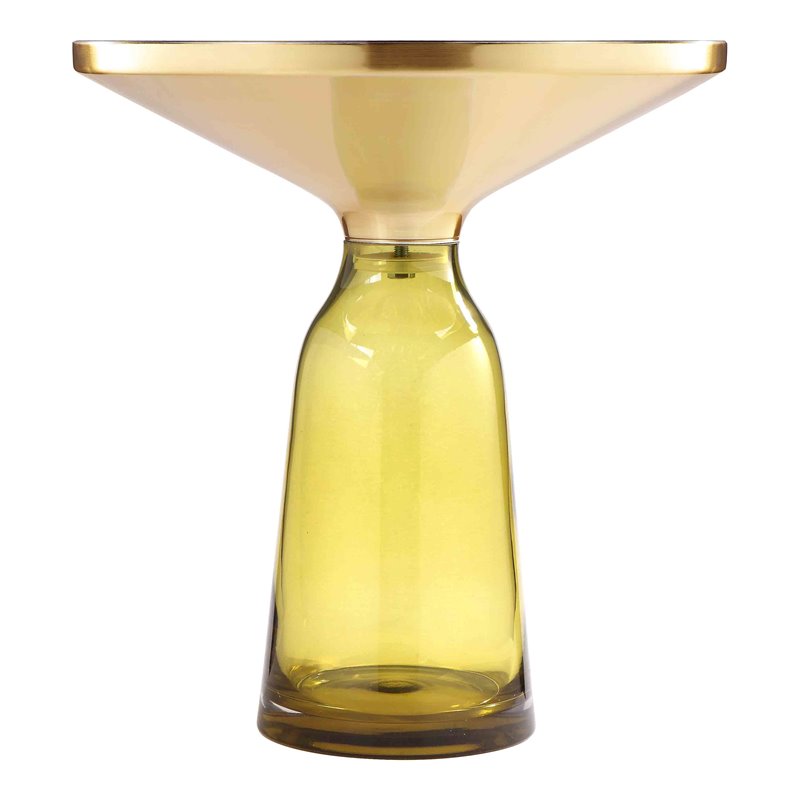 Pangea Home Belinda Modern Glass Side Table in Gold and Yellow