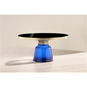 Pangea Home Belinda Modern Glass Coffee Table in Gold and Blue