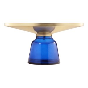 pangea home belinda modern glass coffee table in gold and blue