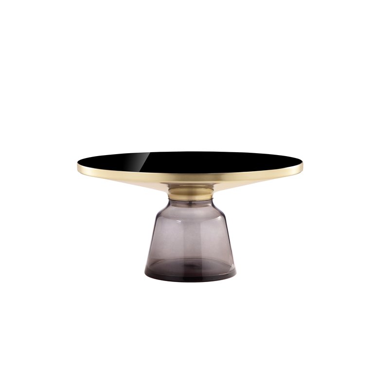 Pangea Home Belinda Modern Glass Coffee Table in Gold and Gray