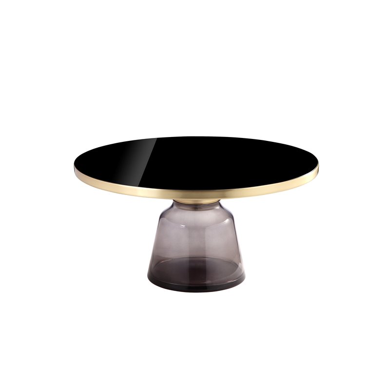 Pangea Home Belinda Modern Glass Coffee Table in Gold and Gray