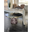 Pangea Home Belinda Modern Glass Coffee Table in Gold and Gray