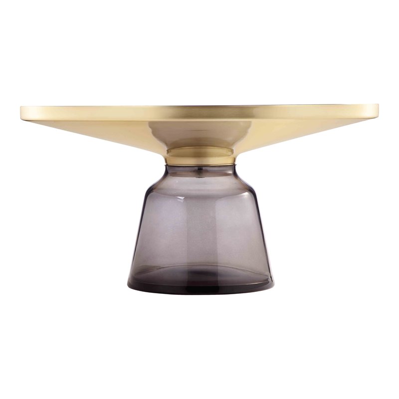Pangea Home Belinda Modern Glass Coffee Table in Gold and Gray