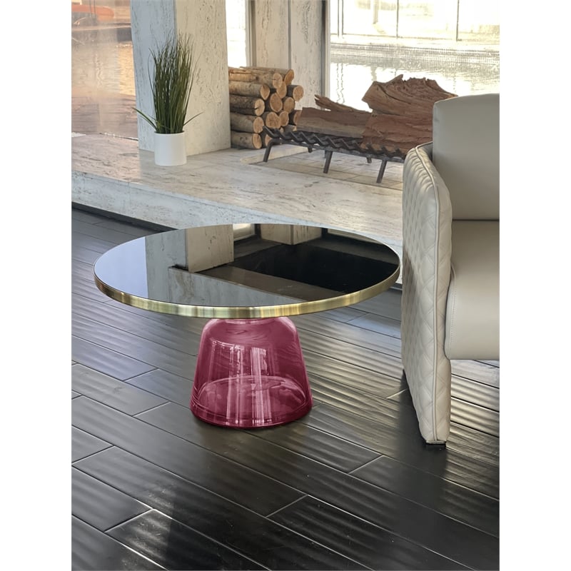 Pangea Home Belinda Modern Glass Coffee Table in Gold & Purple