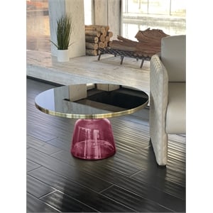 Pangea Home Belinda Modern Glass Coffee Table in Gold & Purple