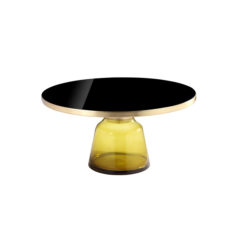 Pangea Home Belinda Modern Glass Coffee Table in Gold & Yellow