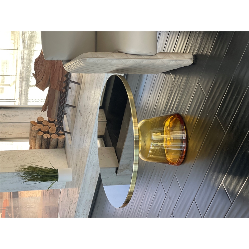 Pangea Home Belinda Modern Glass Coffee Table in Gold & Yellow