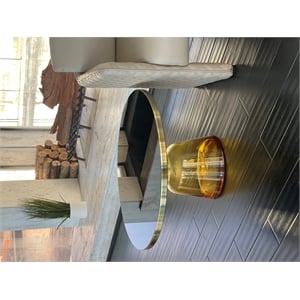 Pangea Home Belinda Modern Glass Coffee Table in Gold & Yellow