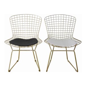 Pangea Home Shuttle 16.5&quot Polyurethane & Metal Dining Chair in Gold (Set of 2)
