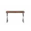 Pangea Home Alexa Modern Wood Veneer & High Polished Steel Desk in Walnut