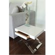 Pangea Home Alexa Gloss Lacquer & High Polished Steel Metal Side Table in White