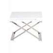 Pangea Home Alexa Gloss Lacquer & High Polished Steel Metal Side Table in White