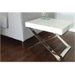 Pangea Home Alexa Gloss Lacquer & High Polished Steel Metal Side Table in White