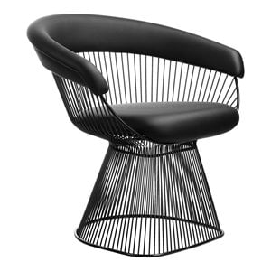 Pangea Home Fern 19&quot Ivy Modern Faux Leather & Polished Steel Chair in Black
