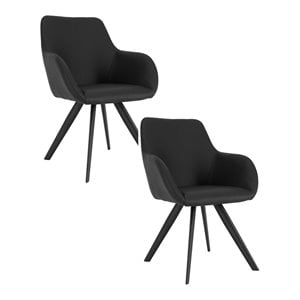 Pangea Home Mono 17&quot Perry Faux Leather Dining Chair in Black (Set of 2)