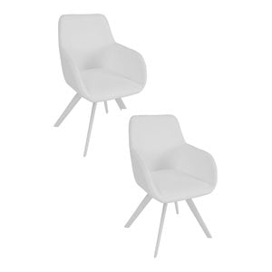 Pangea Home Mono 17&quot Perry Faux Leather Dining Chair in White (Set of 2)