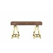 Pangea Home Riley Modern Wood Veneer and Steel Desk in Walnut/Gold