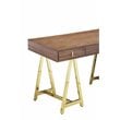 Pangea Home Riley Modern Wood Veneer and Steel Desk in Walnut/Gold