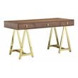Pangea Home Riley Modern Wood Veneer and Steel Desk in Walnut/Gold