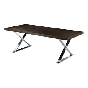 Pangea Home Alexa Modern Wood & High Polished Steel Dining Table in Espresso