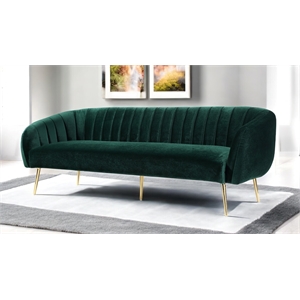 Pangea Home Hilda 15.7&quot Modern Metal and Velvet Sofa in Green/Gold