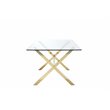 Pangea Home Beverly Modern Glass & Polished Steel Dining Table in Gold & Clear