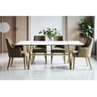 Pangea Home Beverly Modern Glass & Polished Steel Dining Table in Gold & Clear