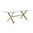 Pangea Home Beverly Modern Glass & Polished Steel Dining Table in Gold & Clear