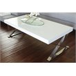 Pangea Home Alexa Gloss Lacquer & Polished Steel Metal Coffee Table in White