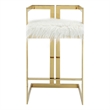 Pangea Home Stainless Steel Bar Stool Chair in White - Semi-circle Seat