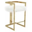 Pangea Home Stainless Steel Bar Stool Chair in White - Semi-circle Seat