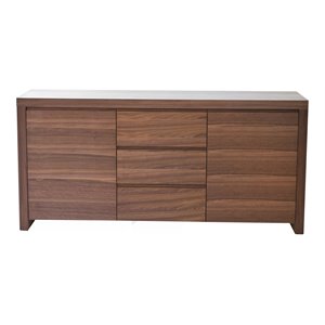 Pangea Home Bowa Modern High Gloss Lacquer Wood Buffet in Walnut