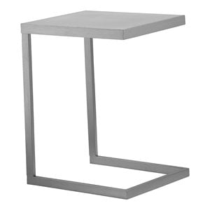 Pangea Home Clark Modern Brushed Steel Metal Tray Table in Silver