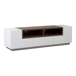 Pangea Home Matrix Short Modern Wood Veneer Buffet in White/Walnut