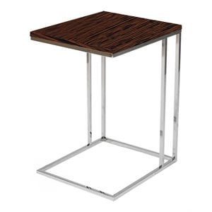 Pangea Home Fred Modern Wood & High Polished Steel Tray Table in Ebony Black