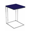 Pangea Home Fred Modern Wood Veneer & High Polished Steel Tray Table in Navy