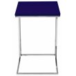 Pangea Home Fred Modern Wood Veneer & High Polished Steel Tray Table in Navy