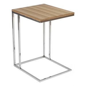 Pangea Home Fred Wood Veneer & High Polished Steel Tray Table in Zebrano Natural