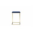 Pangea Home Fred Gloss Lacquer & Polished Steel Metal Tray Table in Navy/Gold