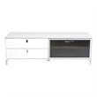 Pangea Home Vida Small Modern Glass & Polished Steel Metal Media Unit in White