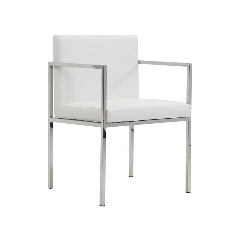 Pangea Home Fred 27.5" Glen Faux Leather Dining Chair in White (Set of